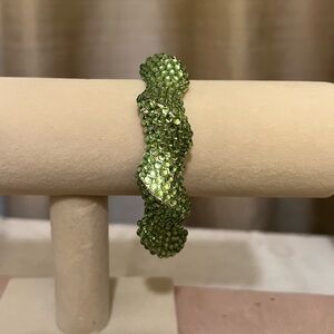 Rhinestone Mint Green Wave Bangle Bracelet NWT